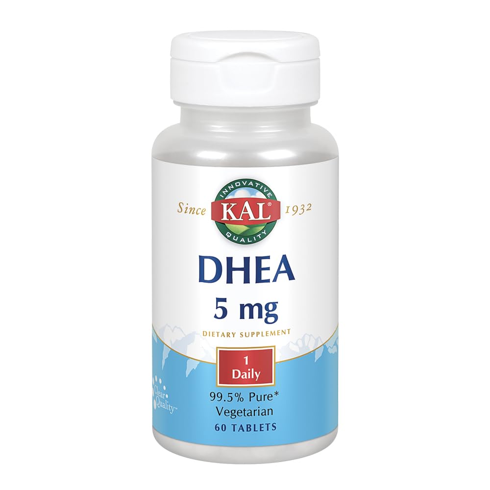 KAL DHEA 5 mg, presentación de 60 tabletas, complemento diario práctico.