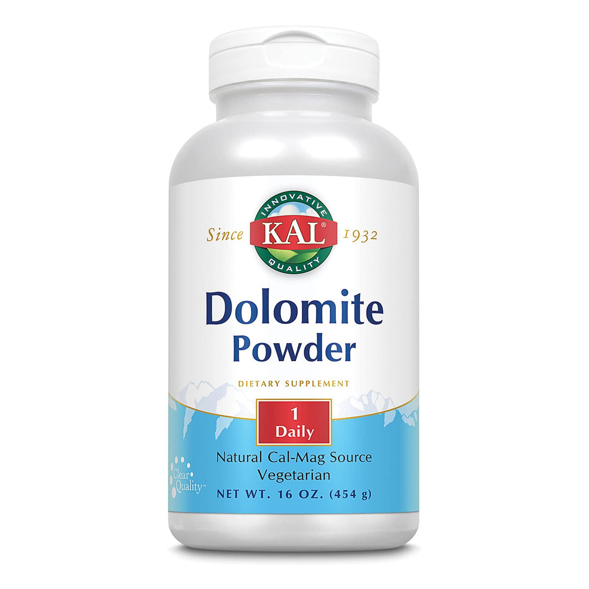 KAL Dolomite polvo calcio y magnesio, fuente vegetal para huesos sanos.