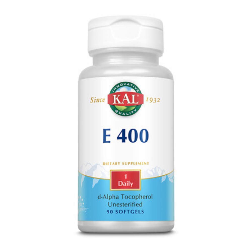 KAL E-400 D-Alpha Tocoferol, cápsula blanda, apoyo al crecimiento de tejidos sanos y cuidado de la piel.