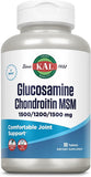 Etiqueta del frasco KAL Glucosamina Condroitina MSM con información de ingredientes.