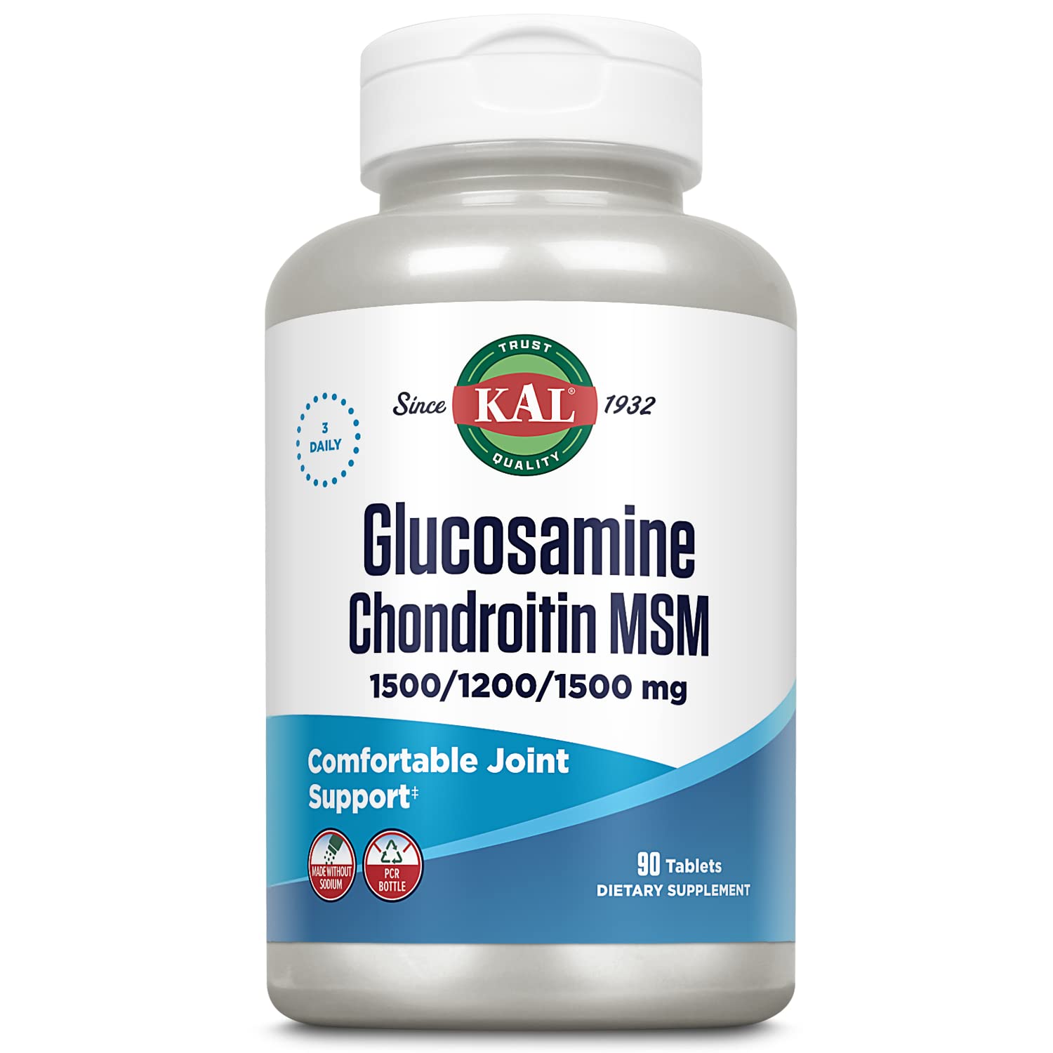 KAL Glucosamina Condroitina MSM tabletas: soporte diario para movilidad articular.