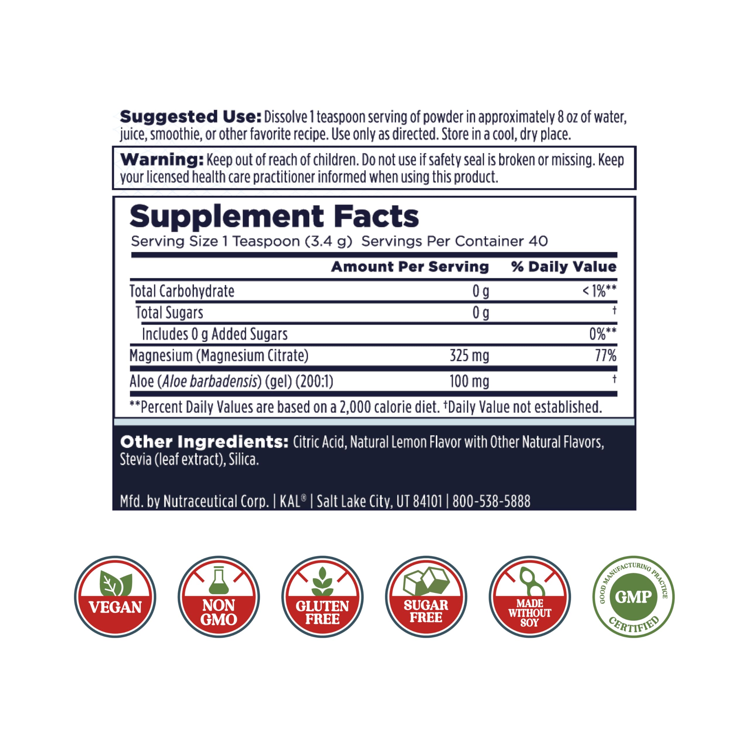 KAL Gut Magnesium Plus Aloe, vertido en vaso, experiencia de sabor cítrico