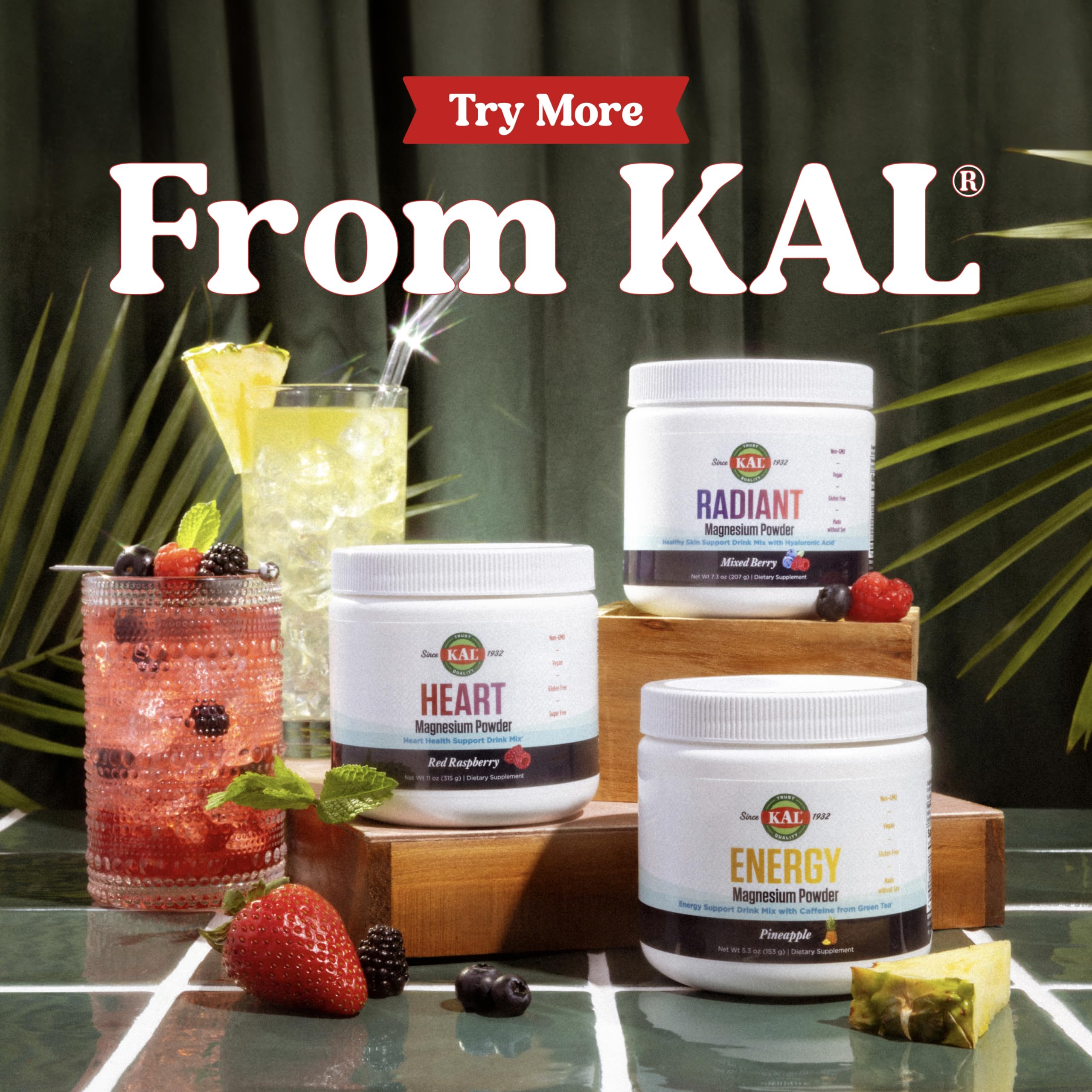KAL Heart Magnesium Powder vaso listo, sabor frambuesa