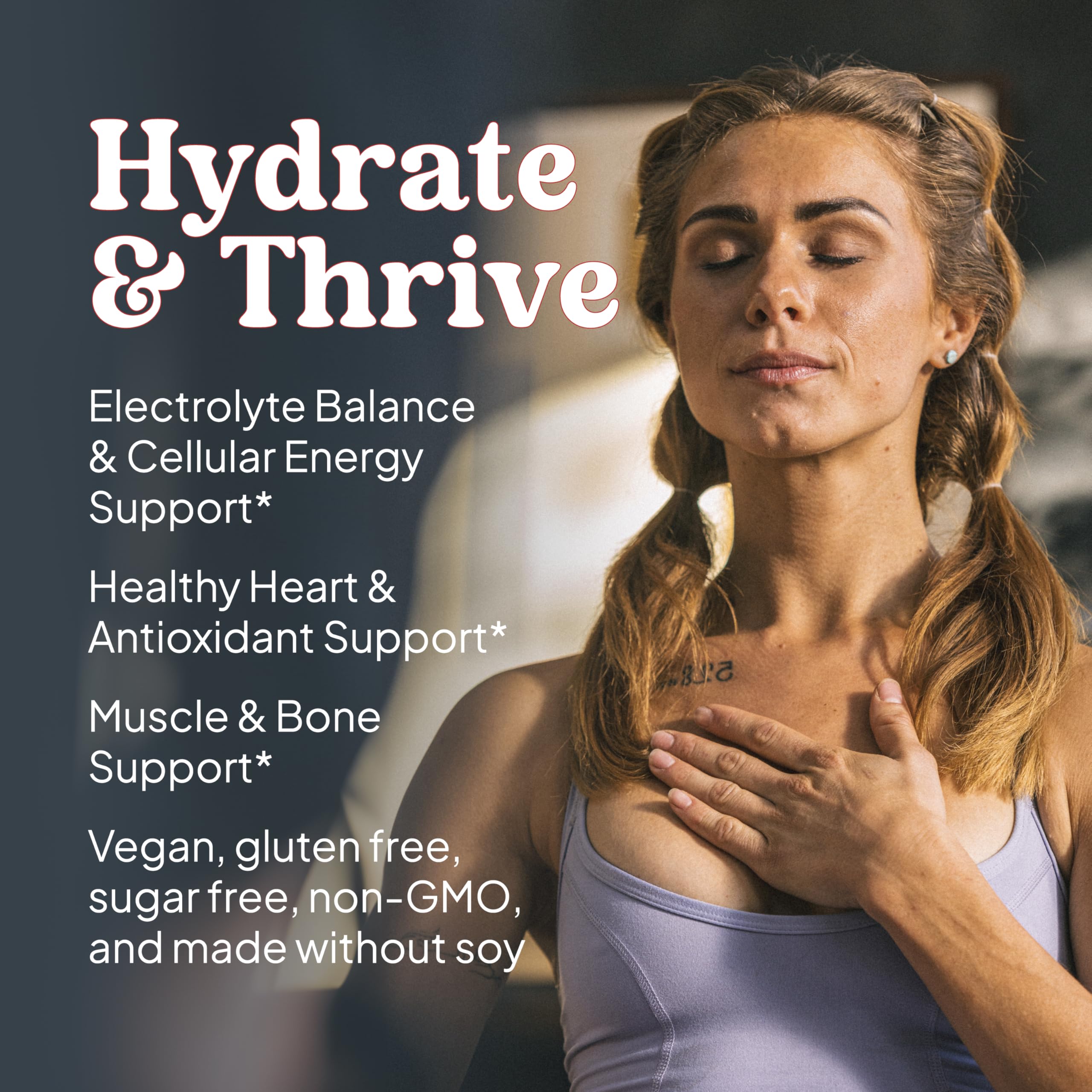 Etiqueta de KAL Hydro Magnesium Plus destacando calidad y sin azúcar.