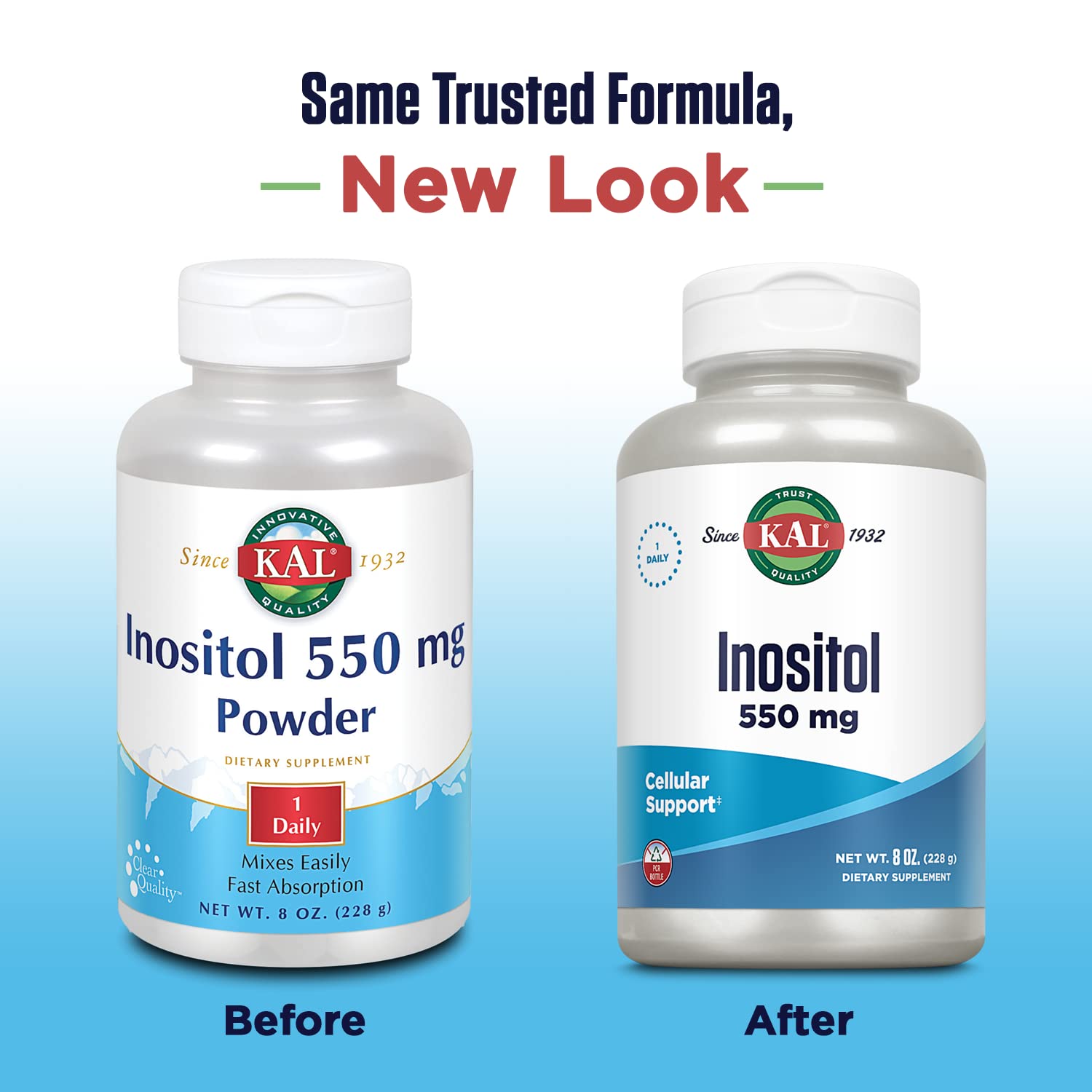 Kal Inositol Polvo 550 mg con cuchara medidora para dosis precisas.