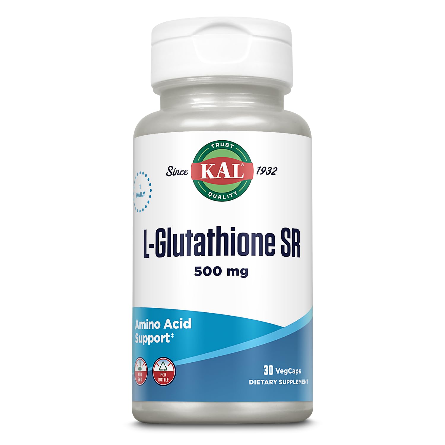 Kal L-Glutatión SR 500 mg cápsulas en frasco, apoyo antioxidante diario para células