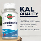 Kal L-Glutatión SR tapa de la botella, enfoque en envase ecológico