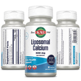 KAL Liposomal Calcium 500 mg cápsulas veganas, fáciles de tragar durante la rutina.