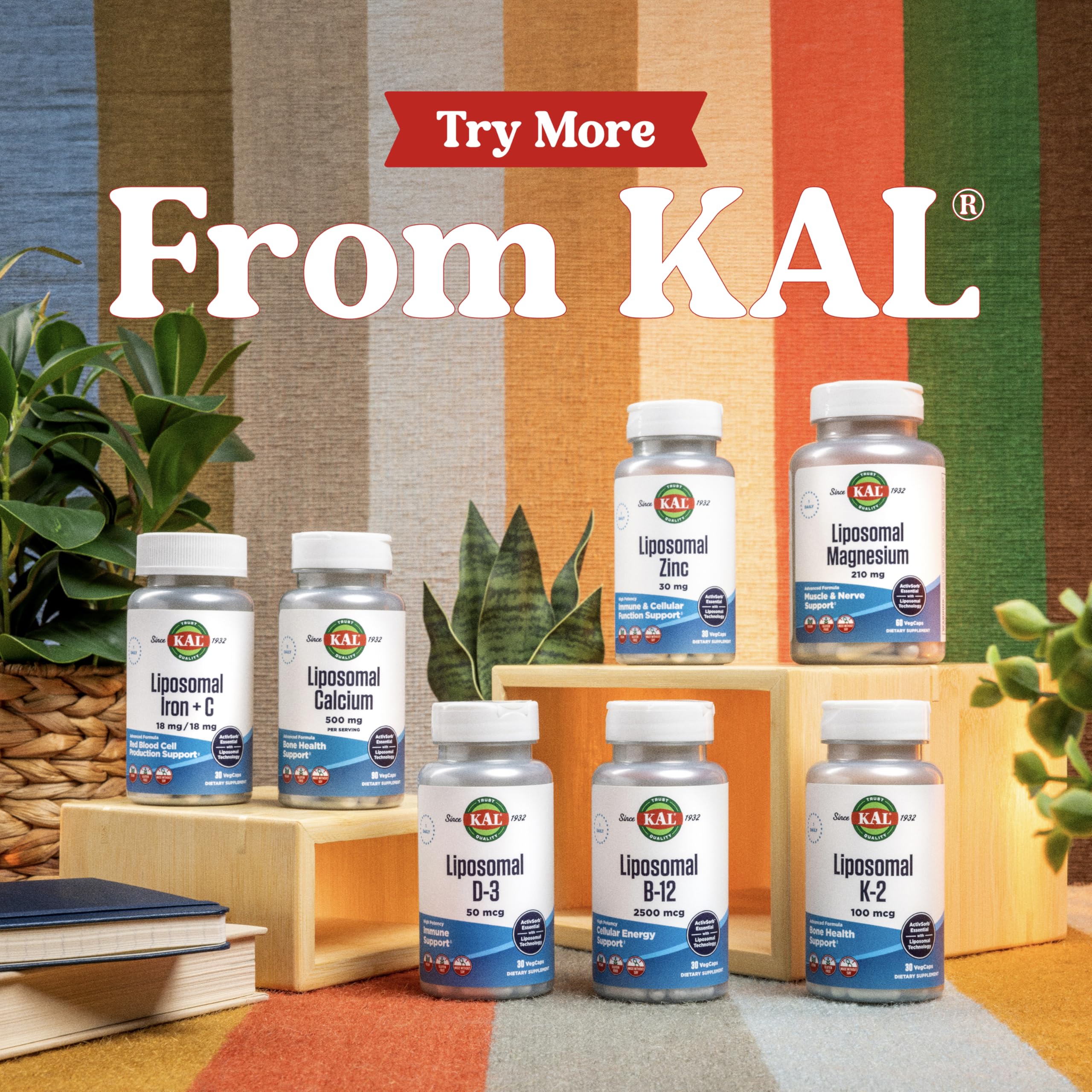 Envase de KAL Liposomal Multivitamin, apto para veganos, sin gluten y sin soja