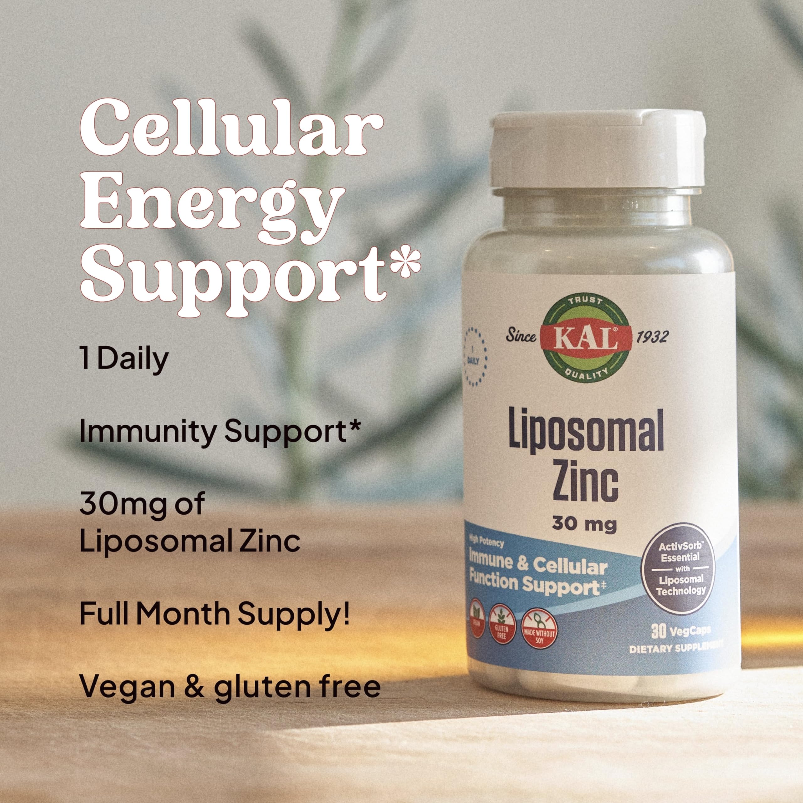 KAL Liposomal Zinc 30mg toma diaria suave para rutina