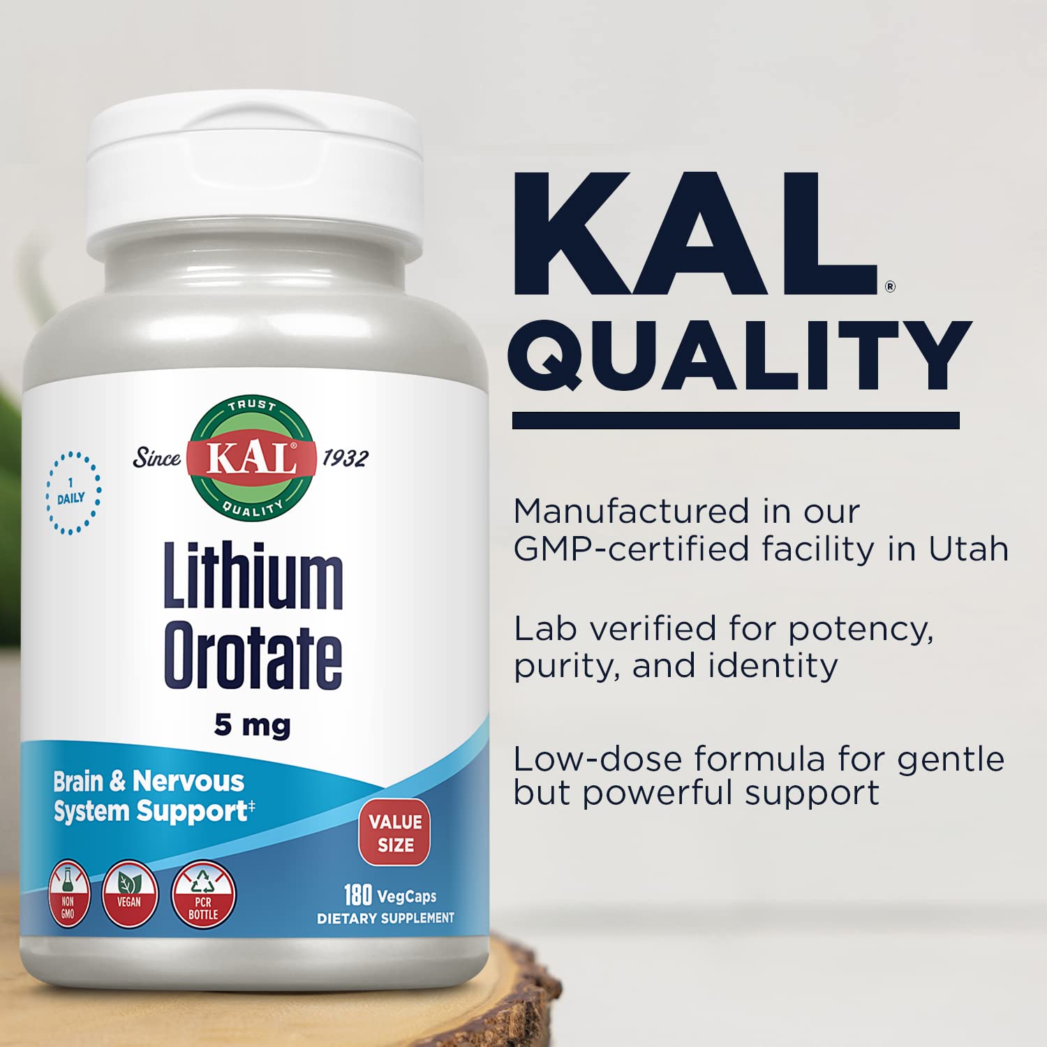 Dosis diaria de KAL Lithium Orotate para equilibrio ligero