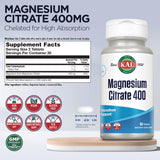 Etiqueta frontal de KAL Citrato de Magnesio 400 mg vegano sin gluten