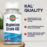 Laboratorio de calidad en Utah para KAL Citrato de Magnesio 400 mg