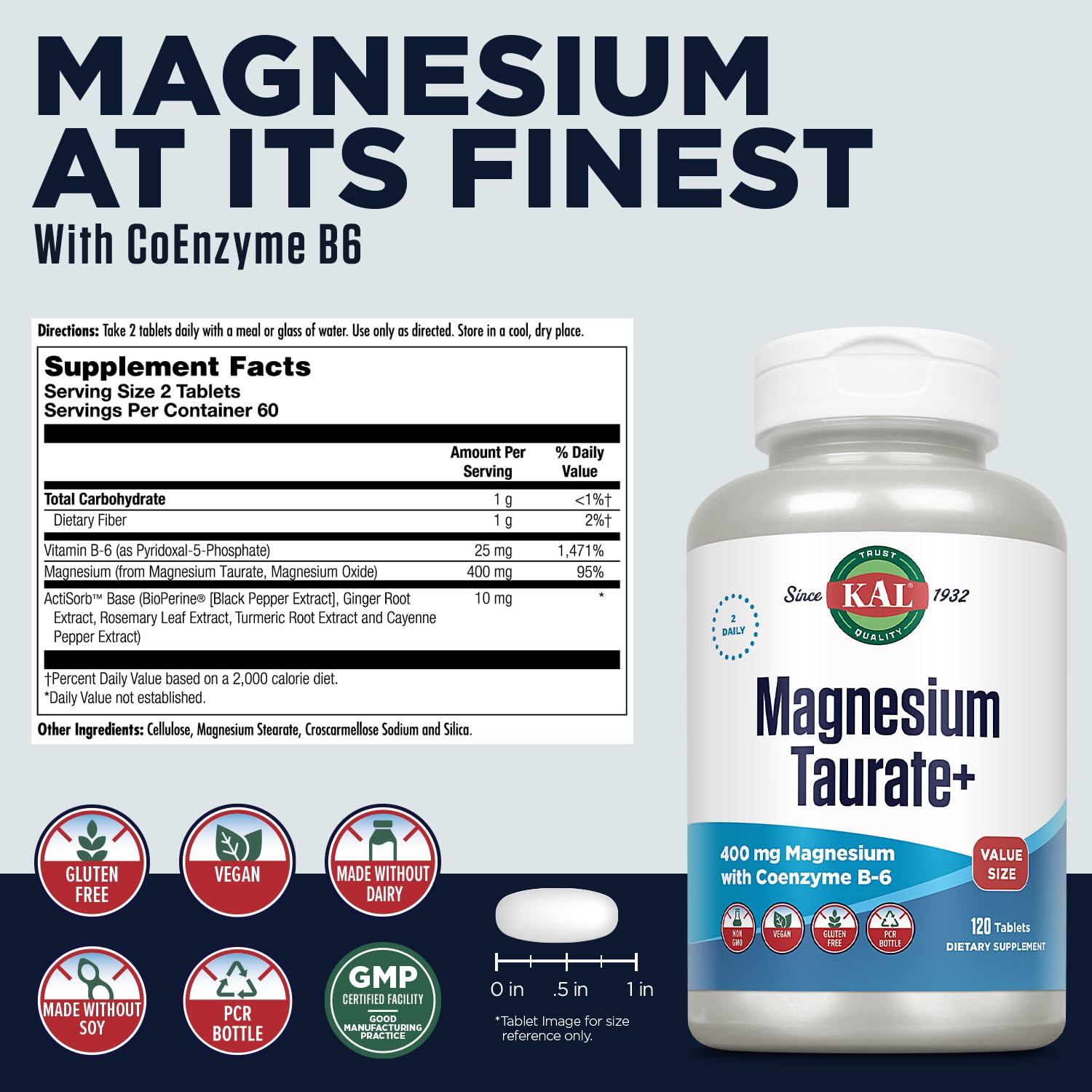 KAL Magnesio Taurato 400mg, cápsulas visibles, favorece la función cardíaca y la circulación.