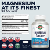 KAL Magnesio Taurato 400mg, cápsulas visibles, favorece la función cardíaca y la circulación.