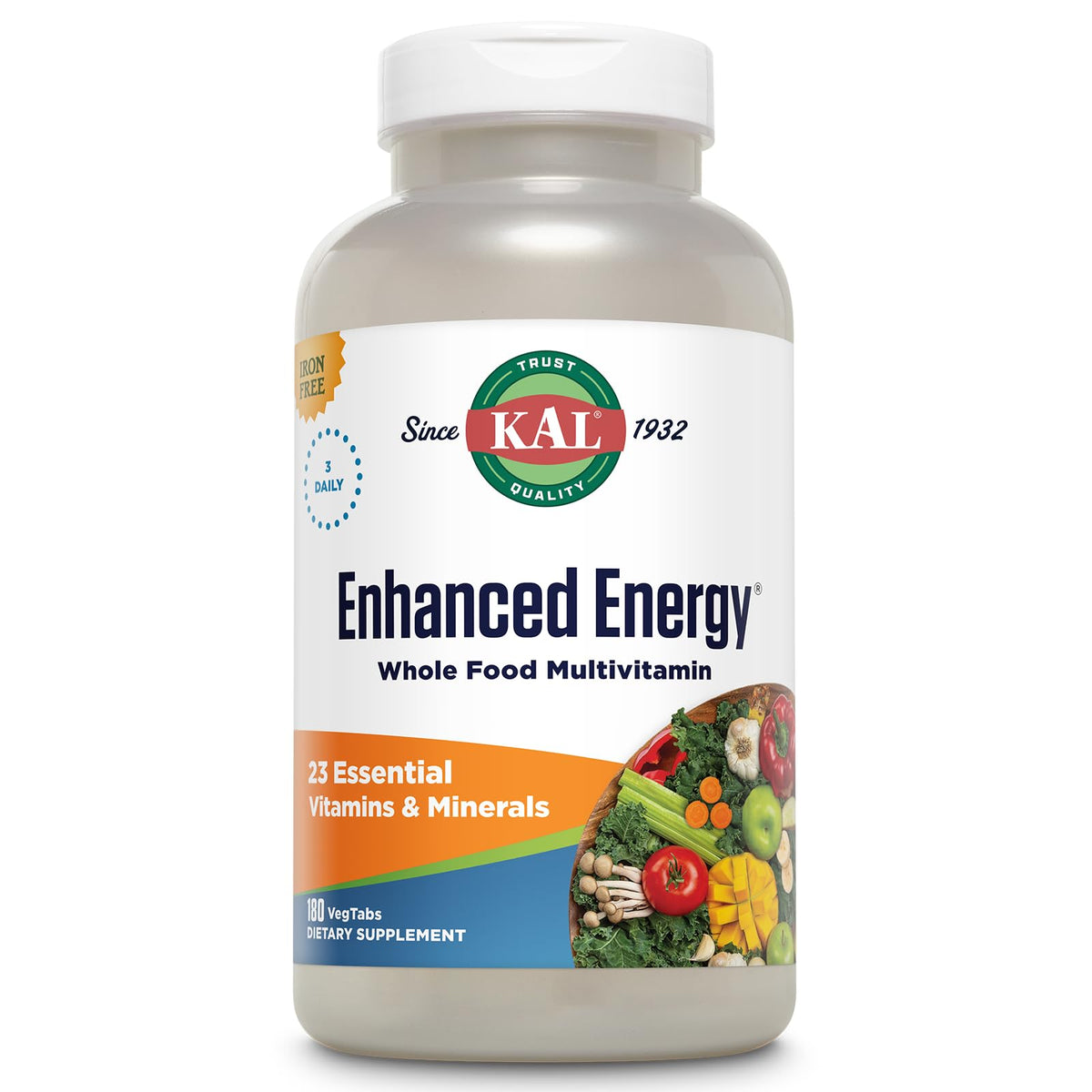 KAL Energía Mejorada: botella de cápsulas para energía diaria.