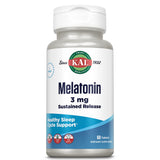 Kal Melatonina 3 mg en botella, liberación sostenida para dormir mejor.
