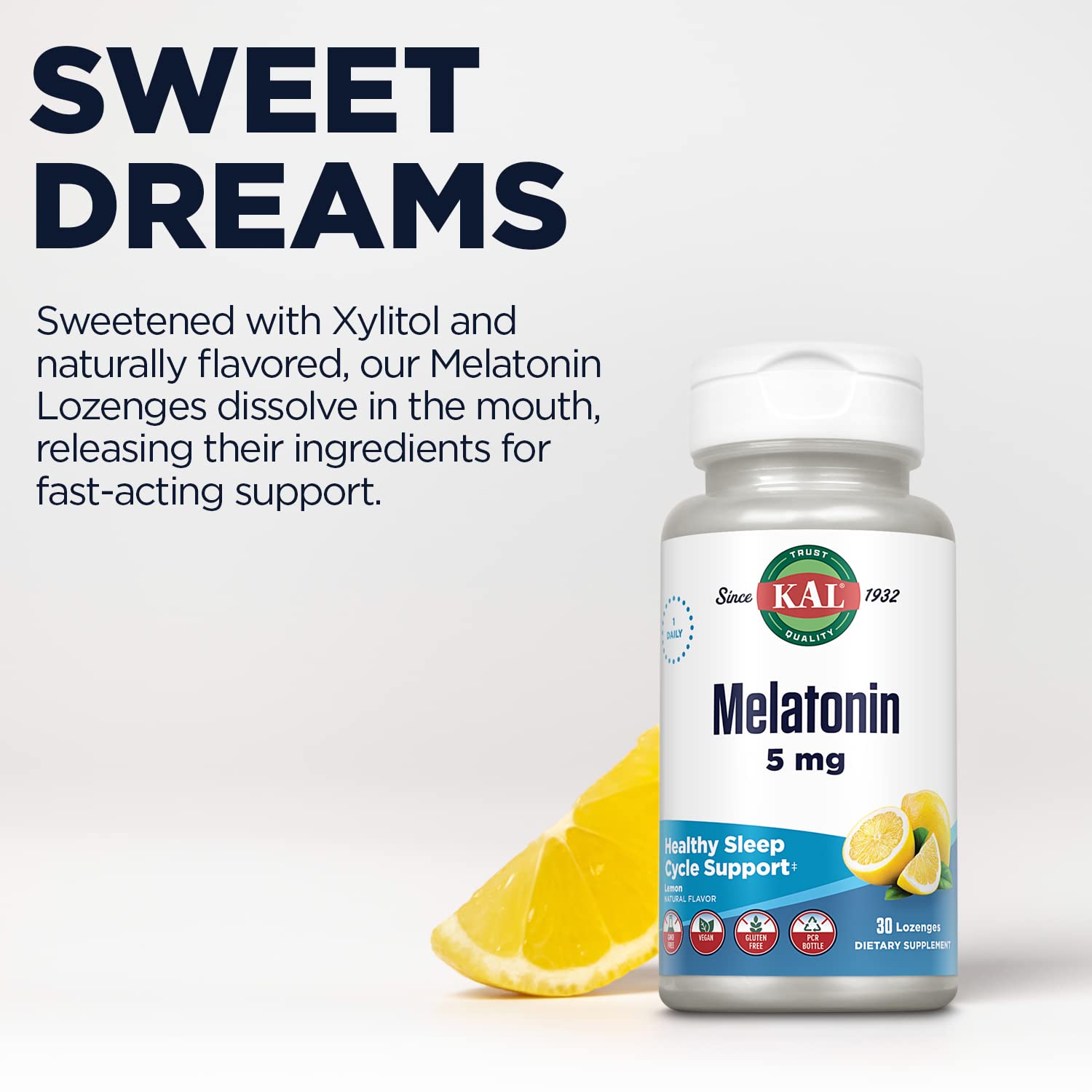 KAL Melatonina con vitamina B6: complemento para el descanso nocturno.