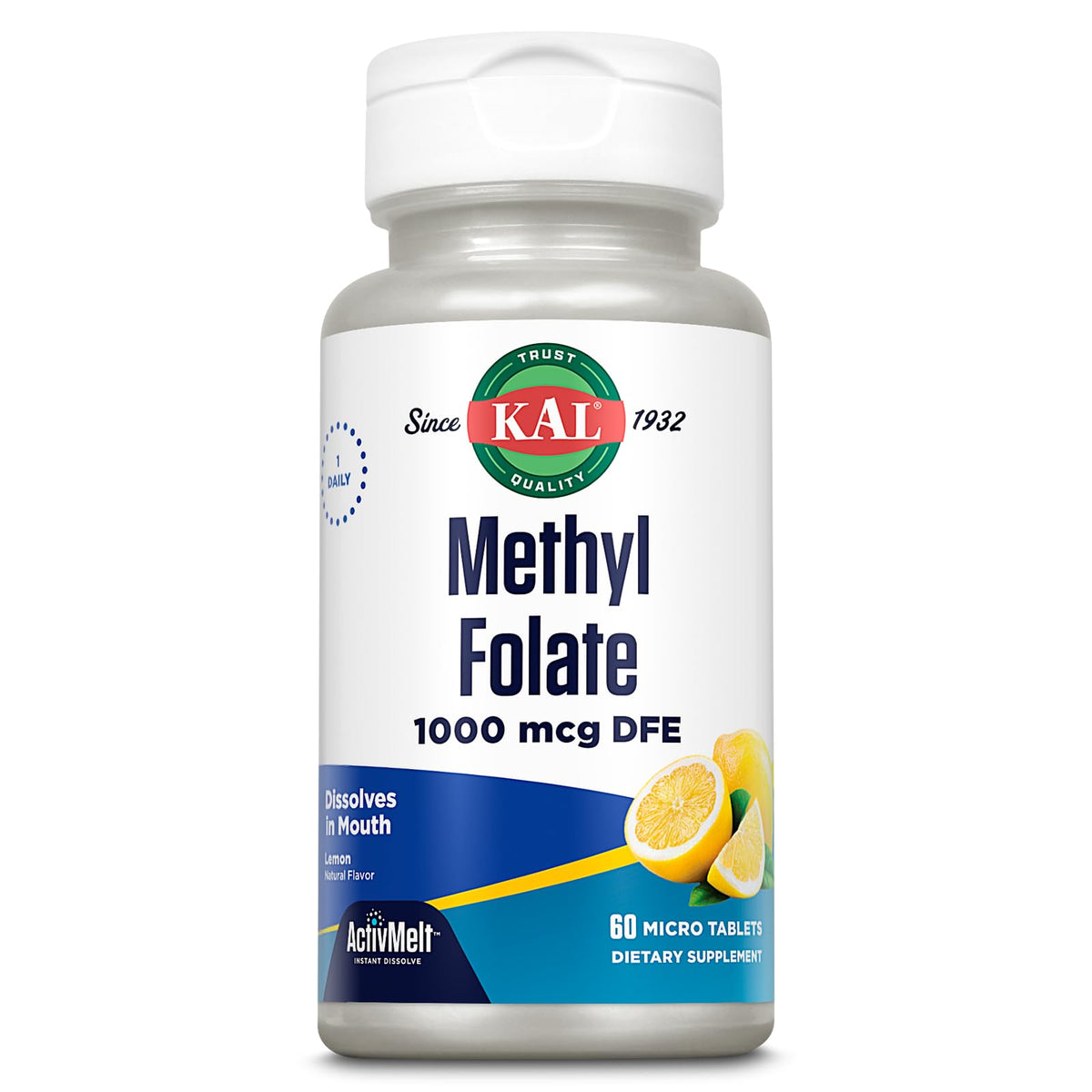 KAL Metilfolato 1000 mcg ActivMelt tableta sublingual, uso diario.