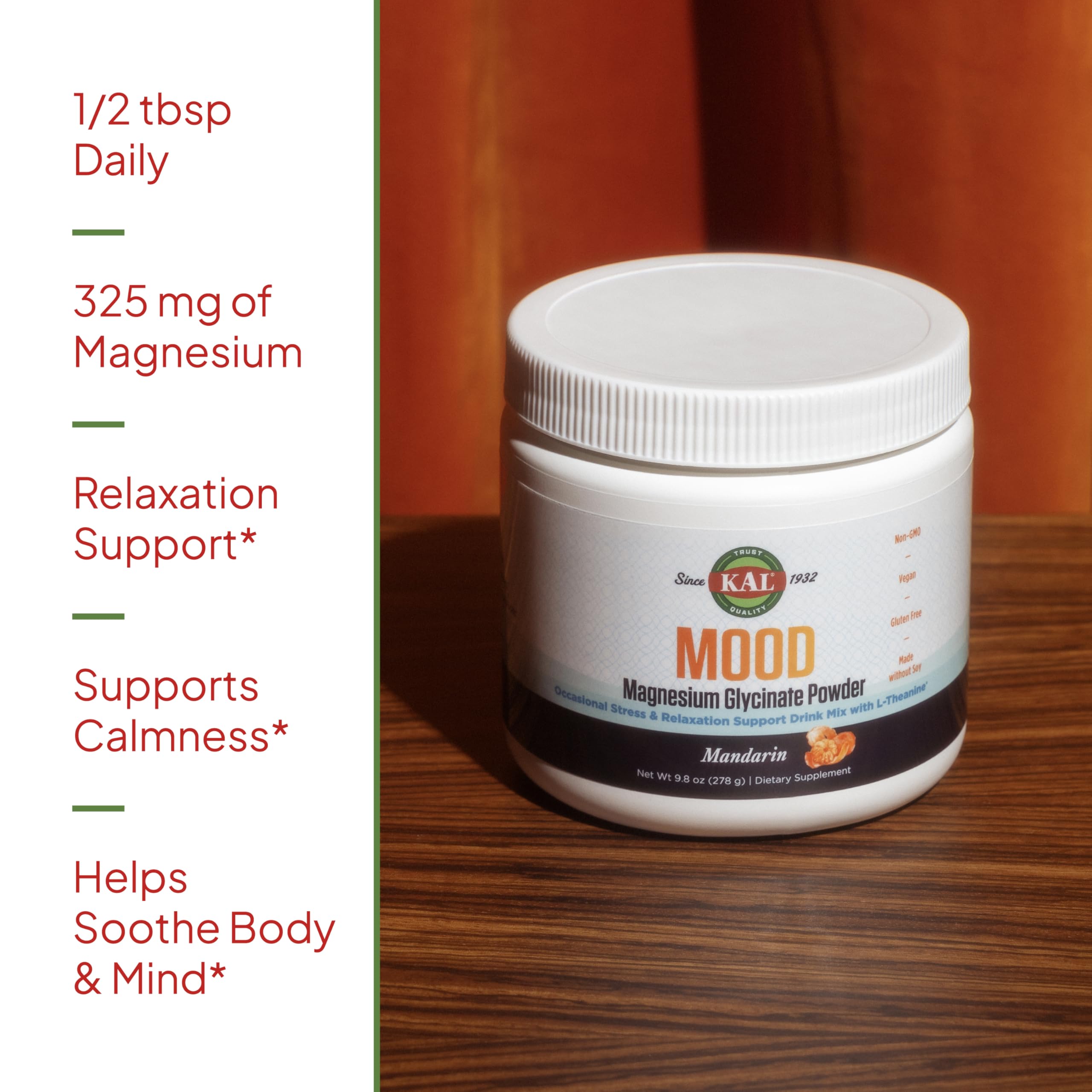 KAL Mood Magnesium con L-teanina, potencial para la tensión ocasional.