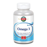 KAL Omega 3: botella frontal, favorece salud cardíaca y cerebral.