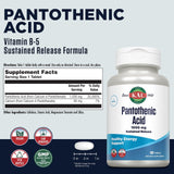 KAL ácido pantoténico 1000 mg, etiqueta visible, apoyo al metabolismo de carbohidratos y grasas.