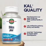 KAL Silica Plus, etiqueta vegana y sin gluten para uso diario.