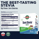 Paquetes individuales de KAL Sure Stevia Plus Monk Fruit para bebidas.