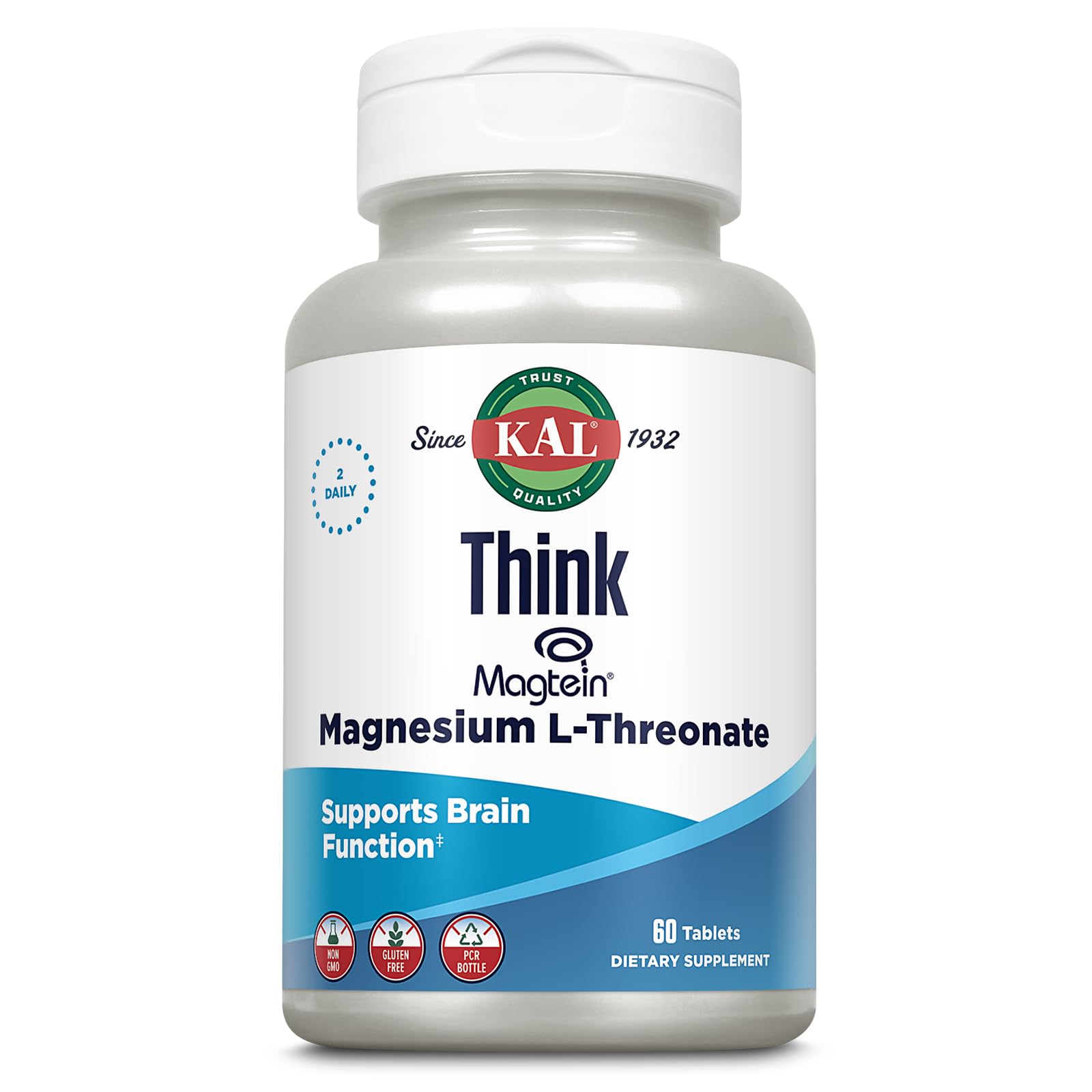 KAL Think Magnesio L-Treonato en botella, apoyo al aprendizaje y concentración.