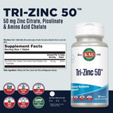 KAL Tri Zinc 50mg botella: presentación vegana y libre de gluten.