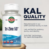 KAL Tri Zinc 50mg caja: empaque seguro y fácil de almacenar.