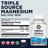 KAL Complejo de Magnesio de Fuente Triple: tabletas para apoyo diario de energía y músculos.