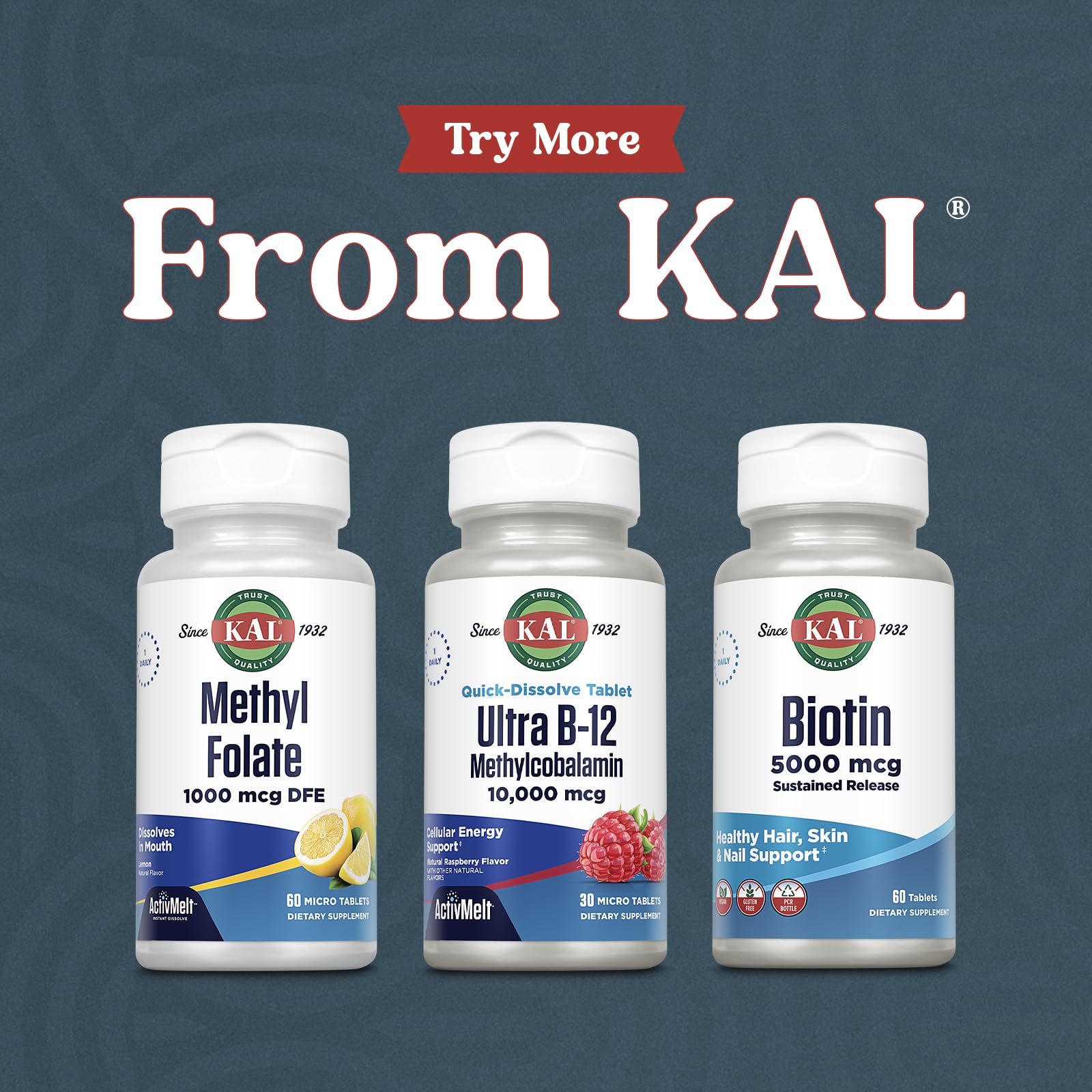 KAL Ultra B12 Methylcobalamin empaque práctico y compacto