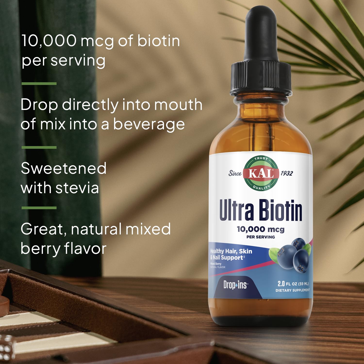 KAL Ultra Biotina en envase de 2 oz para 59 porciones