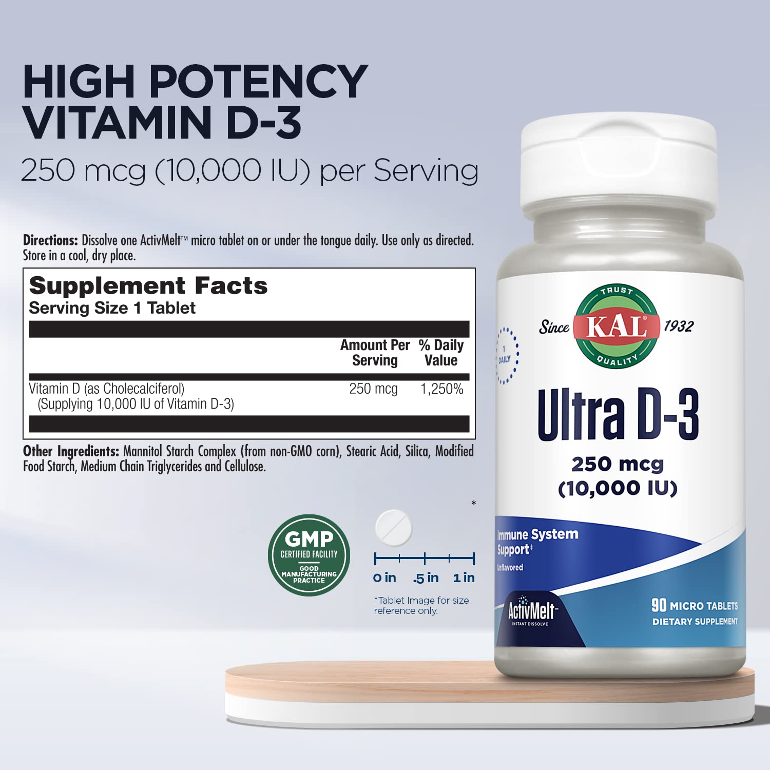 Kal Ultra D3 empaque de 90 servicios, conveniente para planificar tomas