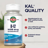 KAL Vitamina B12 1000mcg envase de 100 tabletas para uso diario