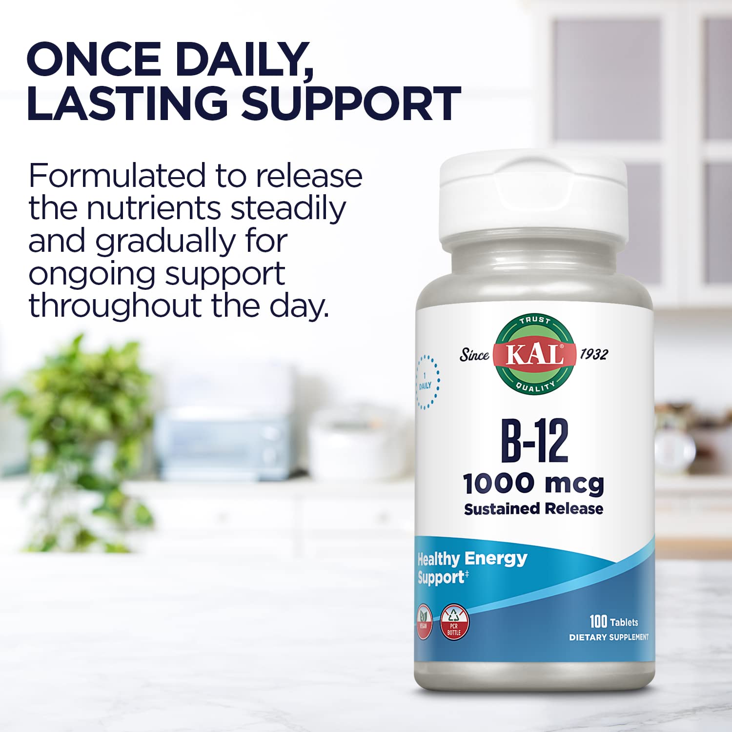 KAL Vitamina B12 1000mcg etiqueta frontal con información clara