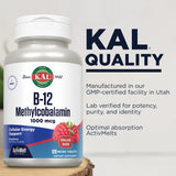 KAL Vitamina B12 metilcobalamina 1000mcg apoya función nerviosa y producción de glóbulos rojos