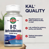 KAL Vitamina B12 Metilcobalamina 5000 mcg, verificación de laboratorio para pureza