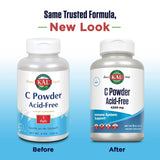 KAL Vitamina C en envase dosificador, práctico para complementar dietas saludables y equilibradas.