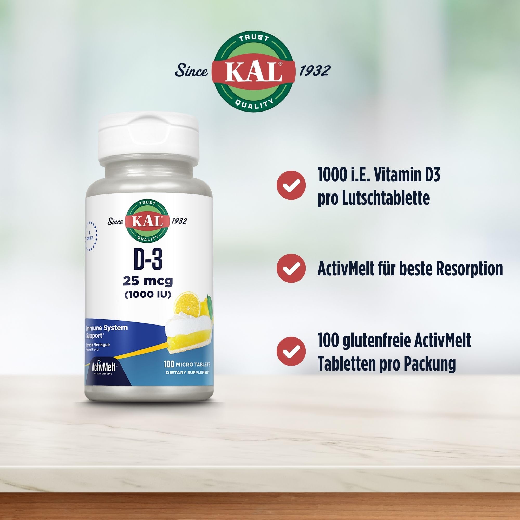 KAL Vitamina D3 1000 UI tabletas ActivMelt para uso diario