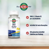 KAL Vitamina D3 1000 UI tabletas ActivMelt para uso diario