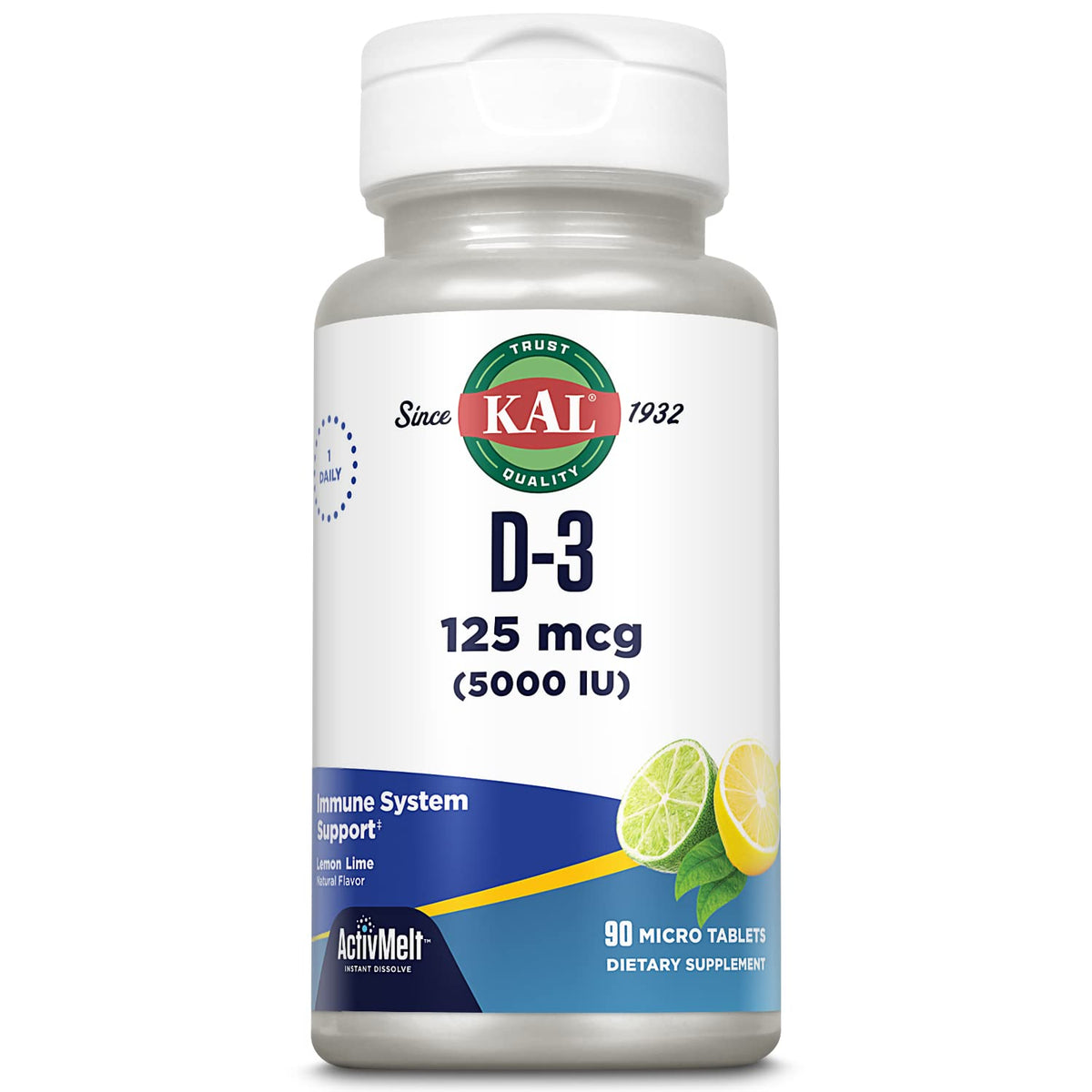 KAL Vitamina D-3 ActivMelt: disolución instantánea para ingesta rápida sin agua.