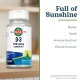 KAL Vitamina D-3 ActivMelt: empaque de 90 dosis para uso sostenido.