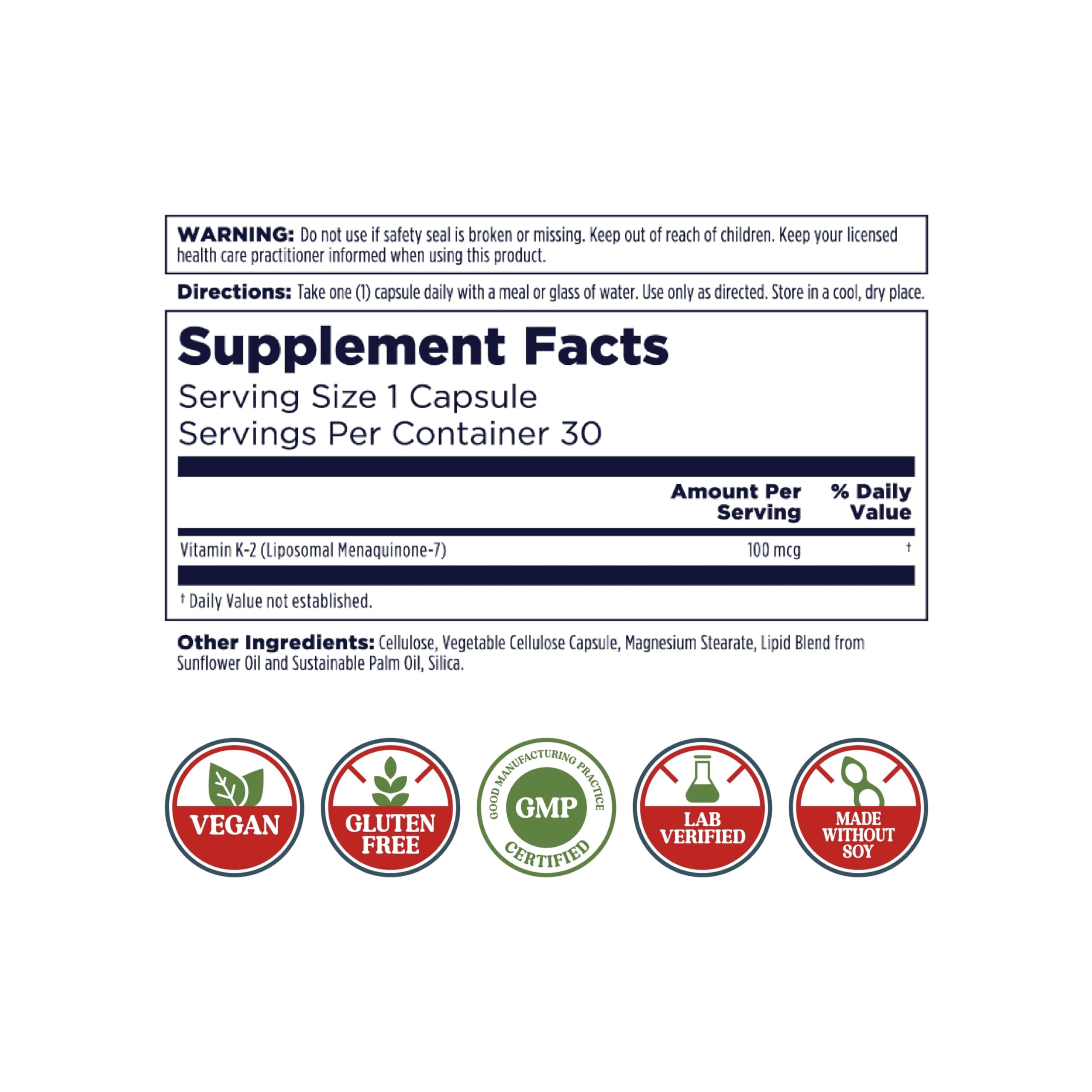 KAL cápsulas vegetales liposomales K2 MK7 para ingesta suave.