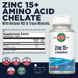 Etiqueta frontal de KAL Zinc 15+ para confianza al comprar.