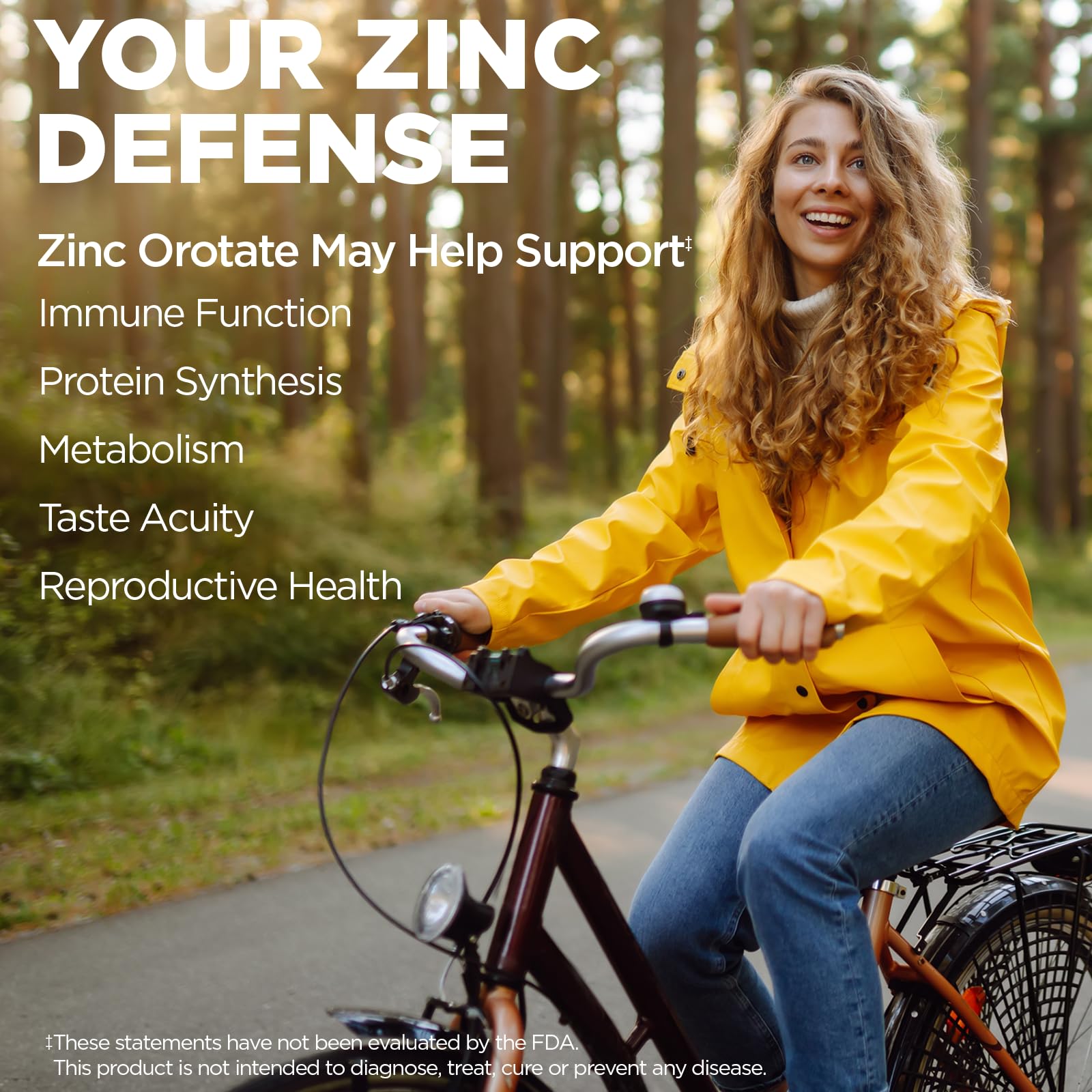Kal Zinc Orotate, etiqueta visible, opción vegana y sin gluten.