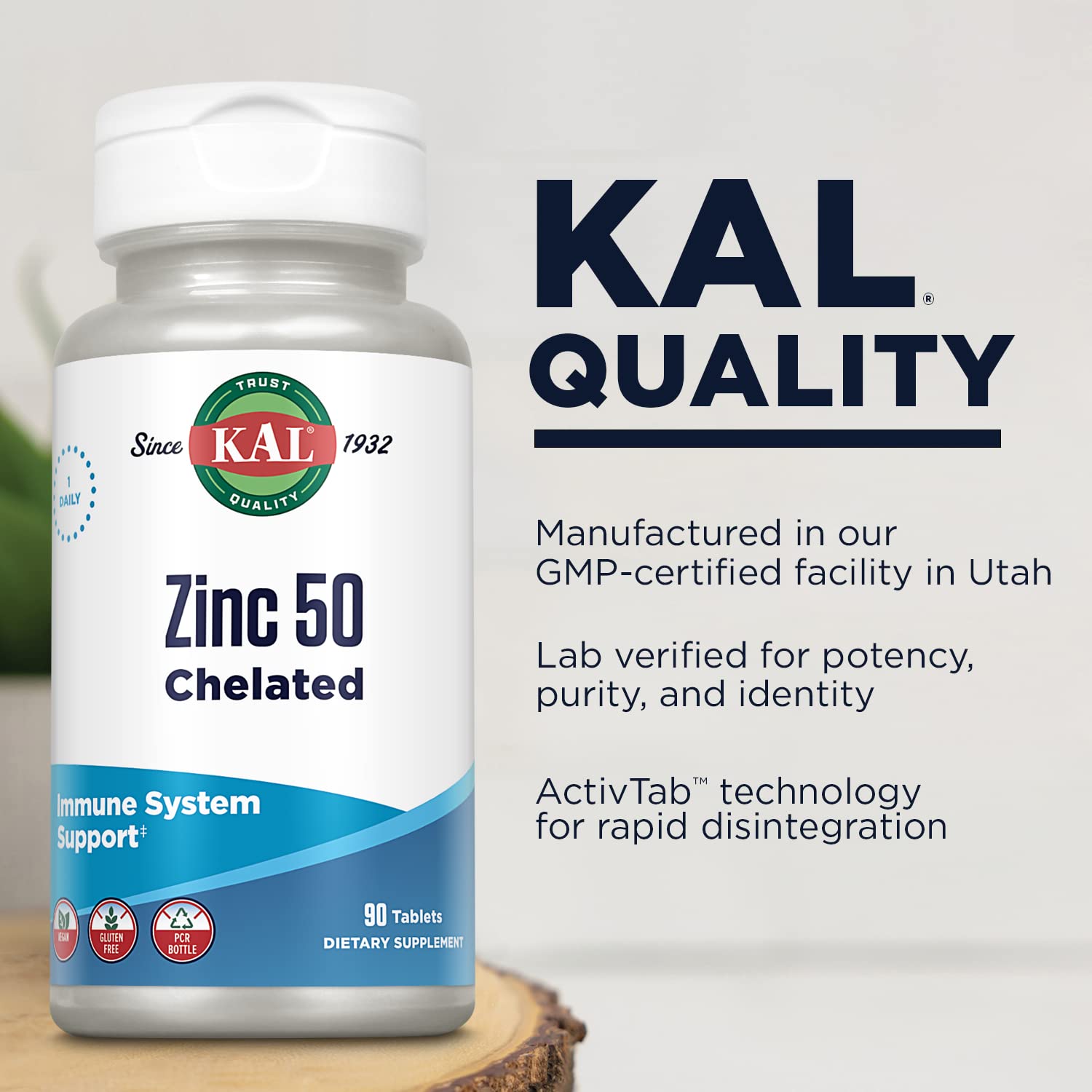 KAL Zinc, opción vegana y libre de gluten.