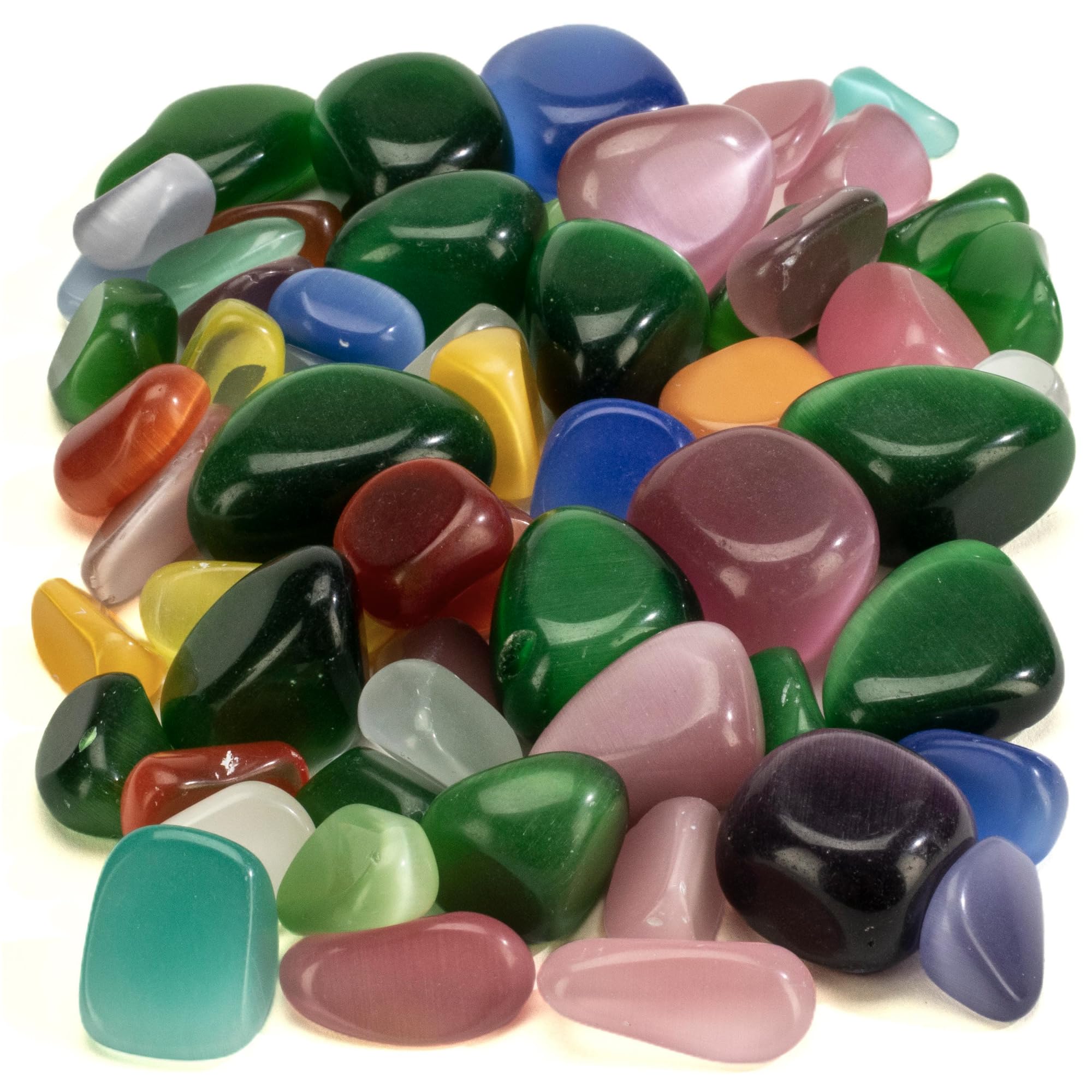 Piedras Kalifano de ágata ojo de gato multicolor, ideales para colección y meditaciones suaves.