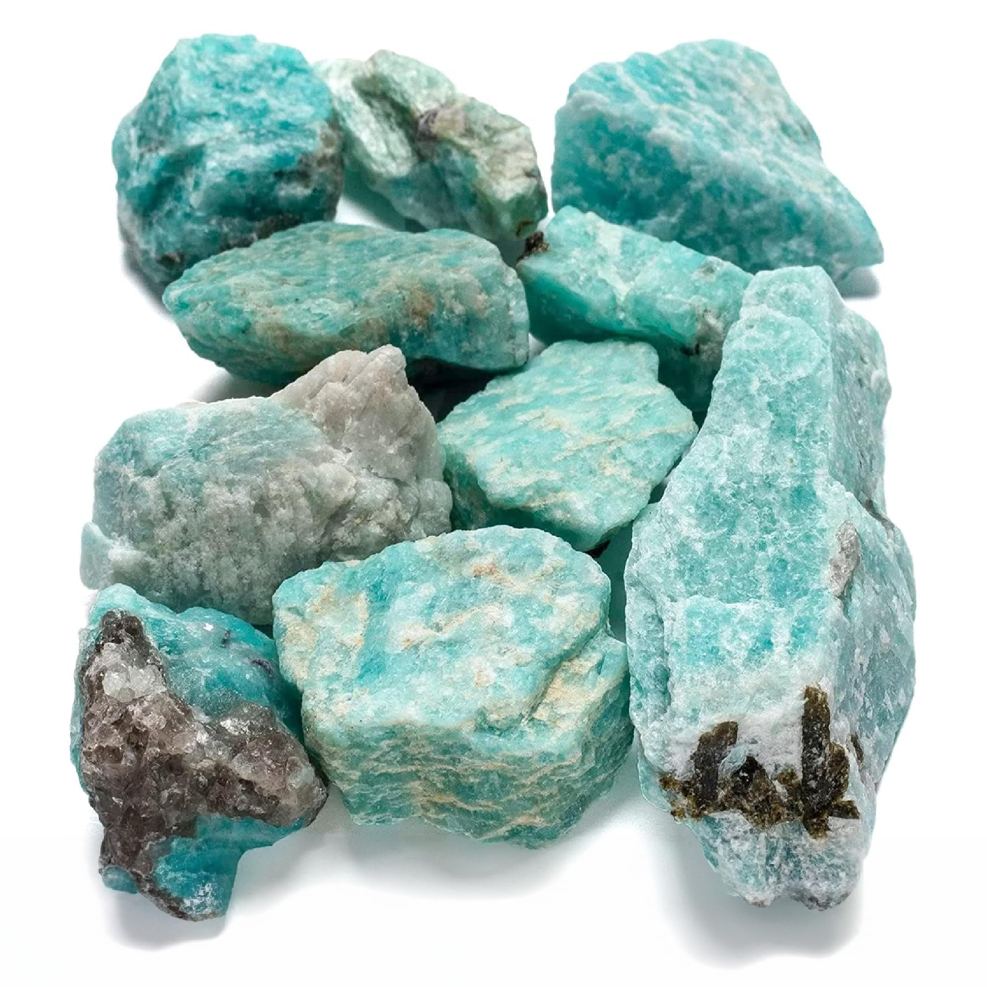KALIFANO amazonita: piedras crudas en un bundle de 10, alta calidad para lapidario.